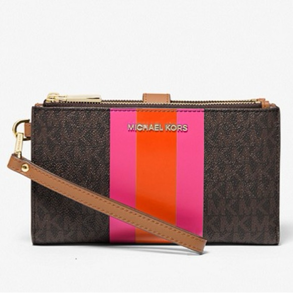 NWT MICHAEL MICHAEL KORS Adele Logo Stripe Smartphone Wallet